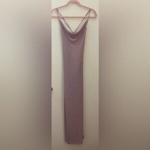 Sexy, Sparkly Purple Maxi Dress With Both High Slits.